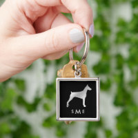 Monogram Silver Doberman Pinscher on Black