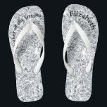 Monogram Silver Glam Glitter Mother of Bride Groom Jandals<br><div class="desc">A fun gift for both the mother of the bride and groom. When her feet are tired at the end of the night,  she'll want these!  Personalise them!</div>