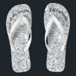 Monogram Silver Glam Glitter Mother of Bride Groom Jandals<br><div class="desc">A fun gift for both the mother of the bride and groom. When her feet are tired at the end of the night,  she'll want these!  Personalise them!</div>