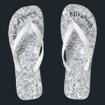 Monogram Silver Glitter Bridesmaid Maid of Honour Jandals<br><div class="desc">A fun gift for your bridesmaids and maid of honour. When her feet are tired at the end of the night,  she'll want these!  Personalise them!</div>