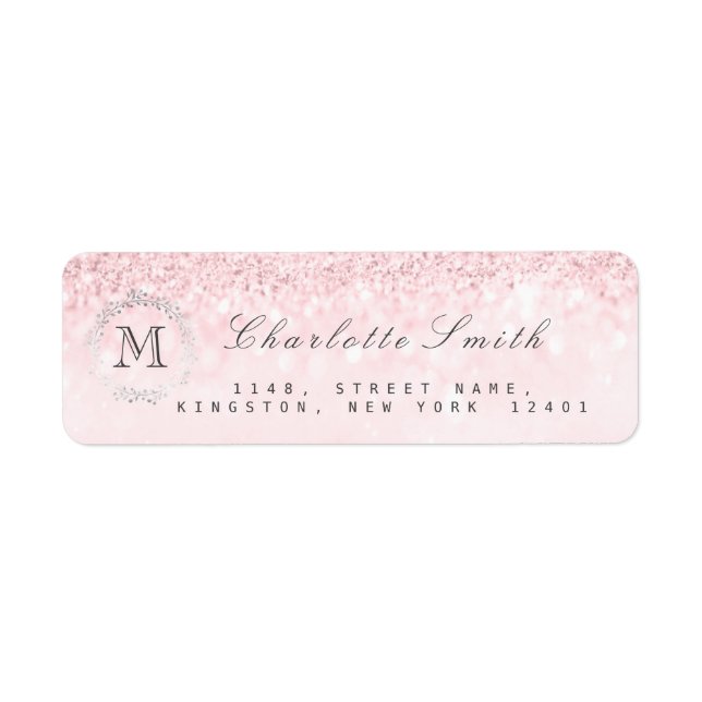 Monogram Silver Glitter Candy  Pink RSVP Bridal (Front)