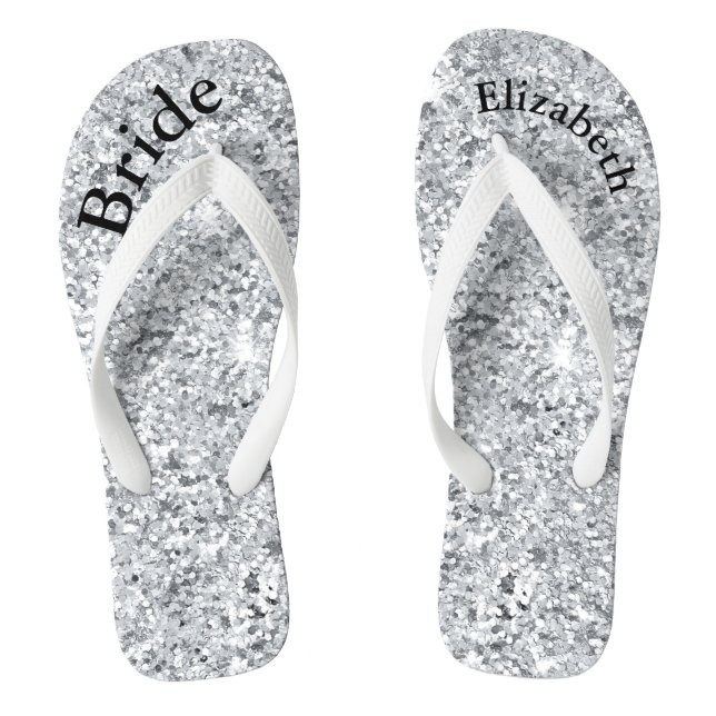 Monogram Silver Glitter Glam Bling Brides Jandals (Footbed)