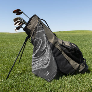 Monogram Silver Glitter  Golf Towel