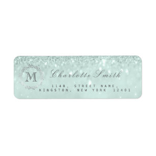 Monogram Silver Glitter Tiffany Grey RSVP Bridal