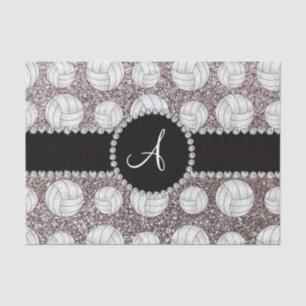 Monogram silver glitter volleyballs tissue paper