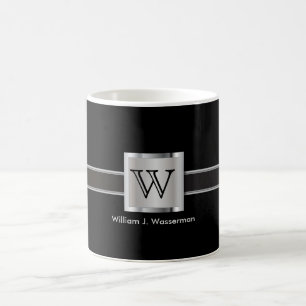Monogram Silver, Grey and Black Coffee Mug