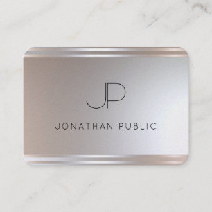 Monogram Silver Look Elegant Modern Template Business Card