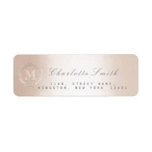 Monogram Silver Pearl Return Address Labels