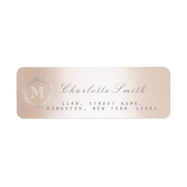 Monogram Silver Pearl Return Address Labels (Front)