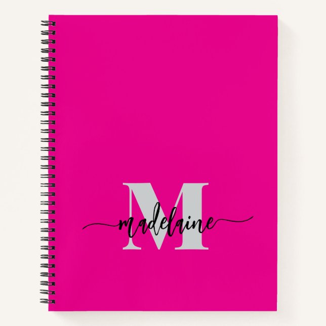 Monogram Silver Pink Black Personal Notebook (Front)