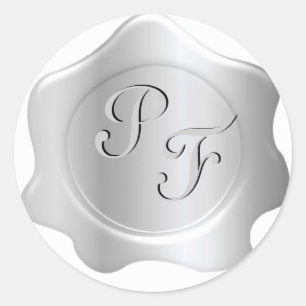 Monogram Silver Tone Wax Seal Print Stickers