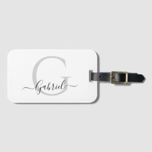 Monogram Silver White Black Personal Travel Luggage Tag