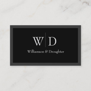 Monogram Simple Black Business Card