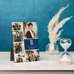 Monogram Simple Blocks Modern Photo Graduation Plaque