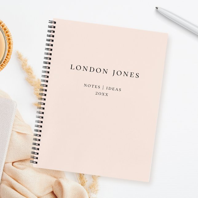 Monogram Simple Blush Pink Personalised Name Notebook (Creator Uploaded)
