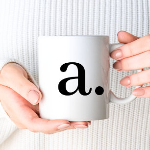 Monogram   Simple Elegant Black White Initial Name Coffee Mug