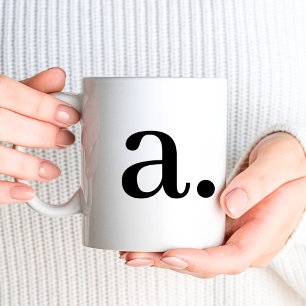 Monogram   Simple Elegant Black White Initial Name Coffee Mug