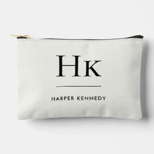 Monogram Simple Elegant Ivory Chic Monogrammed Accessory Pouch