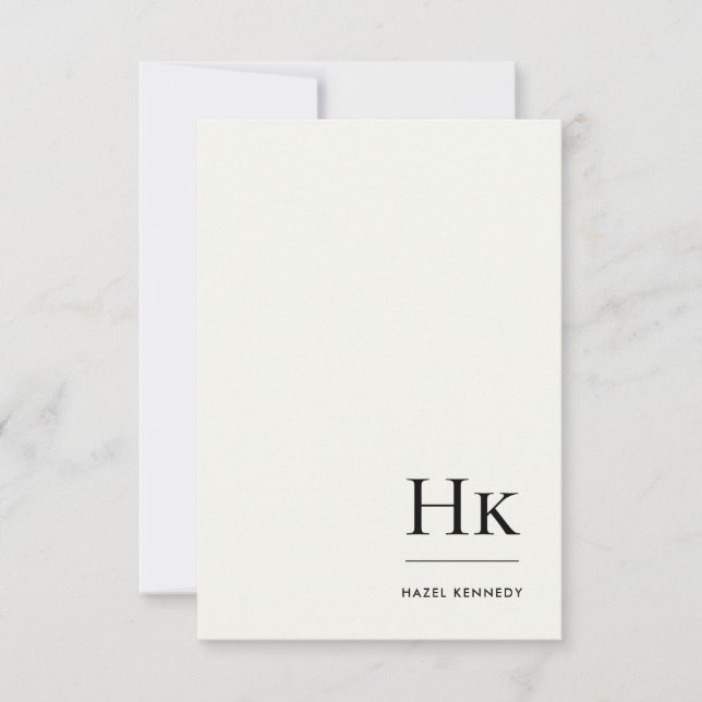 Monogram Simple Elegant Minimal Monogrammed Ivory Card (Front)