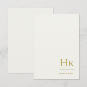 Monogram Simple Elegant Monogrammed Ivory and Gold Card