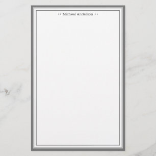 Monogram Simple Grey Border Classic Personalised Stationery