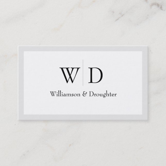 Monogram Simple Grey Business Card (Front)