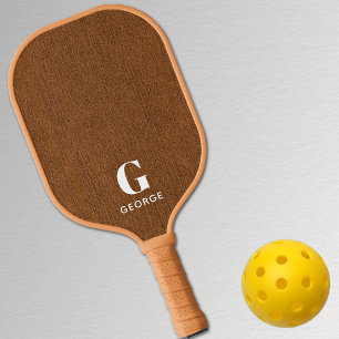 Monogram Simple Modern Bronze Denim Print  Pickleball Paddle