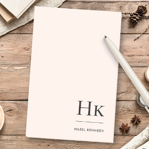 Monogram Simple Modern Chic Blush Pink Monogrammed Post-it Notes