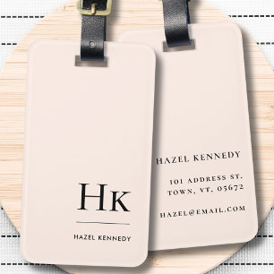 Monogram Simple Modern Elegant Blush Pink Classic Luggage Tag