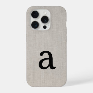 Monogram Simple Modern Minimal Linen Look Initial iPhone 15 Pro Case
