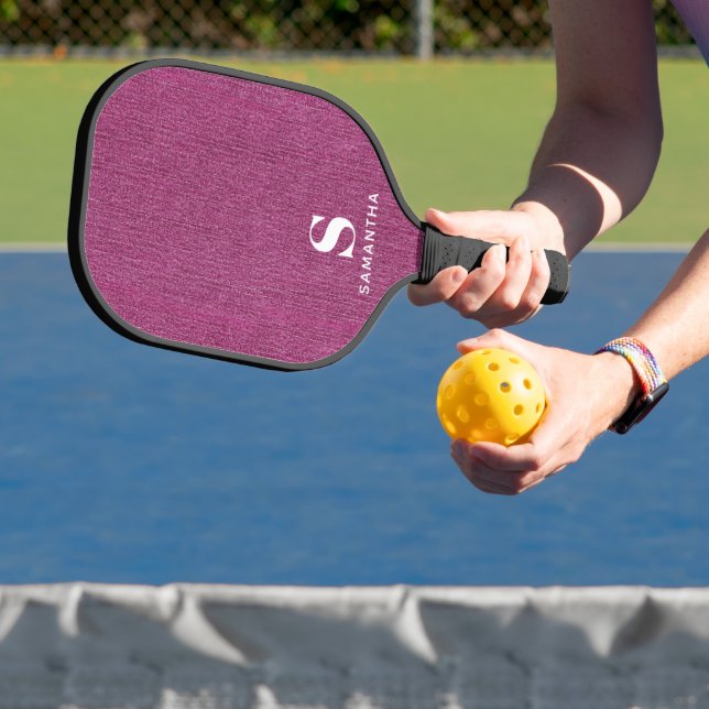 Monogram Simple Modern Orchid Denim Print  Pickleball Paddle (Insitu)