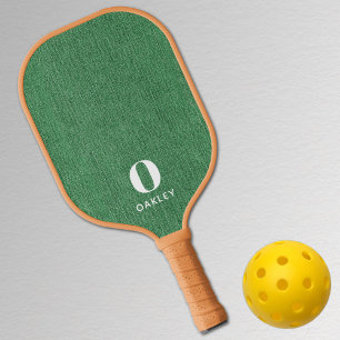 Monogram Simple Modern Spring Green Denim Print Pickleball Paddle