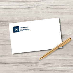 Monogram Simple Prussian Blue Personalized Script Card