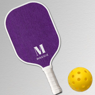 Monogram Simple Royal Purple Denim Print Pickleball Paddle