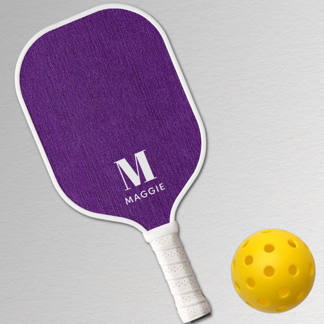 Monogram Simple Royal Purple Denim Print Pickleball Paddle (Creator Uploaded)