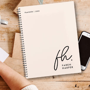 Monogram Simple Script Blush Pink Personalised Planner