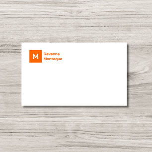 Monogram Simple Sunset Orange Personalized Script Card