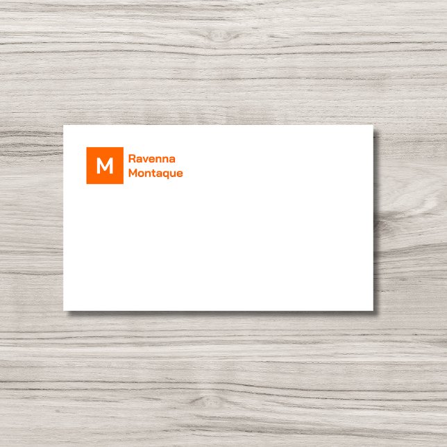 Monogram Simple Sunset Orange Personalized Script  Card (Creator Uploaded)
