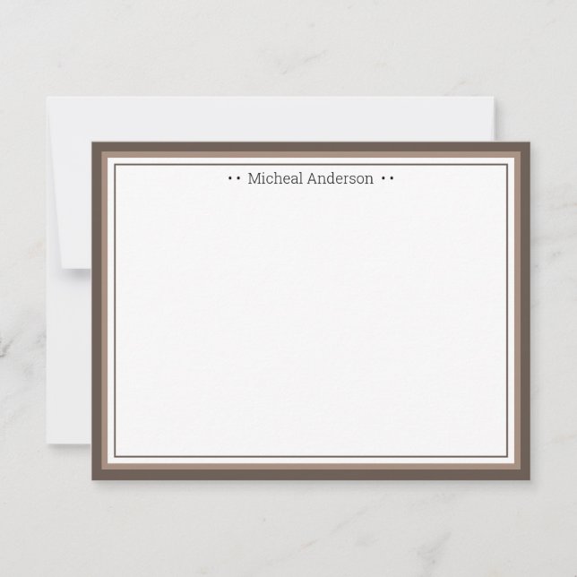 Monogram Simple Tan Border Classic Personalised No Card (Front)