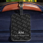Monogram Simple White Masculine Pattern Luggage Tag<br><div class="desc">Monogram Simple White Masculine Pattern Luggage Tag. Elegant simple basic modern and masculine black and white design,  with custom text and monogram,  with a exclusive monogram pattern,  perfect gift for travelers,  for him,  dad,  grandpa,  brother, friend, boss, employee,  or coworker.</div>