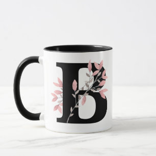 Monogram Single Letter w/Pink Floral Customise Mug