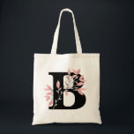 Monogram Single Letter with Pink Floral Sprays Tote Bag<br><div class="desc">This tote features a single letter monogram with pink floral sprays. To personalise,  click on "Customise" and then,  on the right,  "text". Next press "Edit text". You may move the floral sprays to however you want them. Please choose a style and colour tote.</div>
