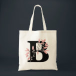 Monogram Single Letter with Pink Floral Sprays Tote Bag<br><div class="desc">This tote features a single letter monogram with pink floral sprays. To personalise,  click on "Customise" and then,  on the right,  "text". Next press "Edit text". You may move the floral sprays to however you want them. Please choose a style and colour tote.</div>