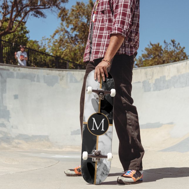 Monogram Skateboard - Black White Check Marble (Outdoor 2)