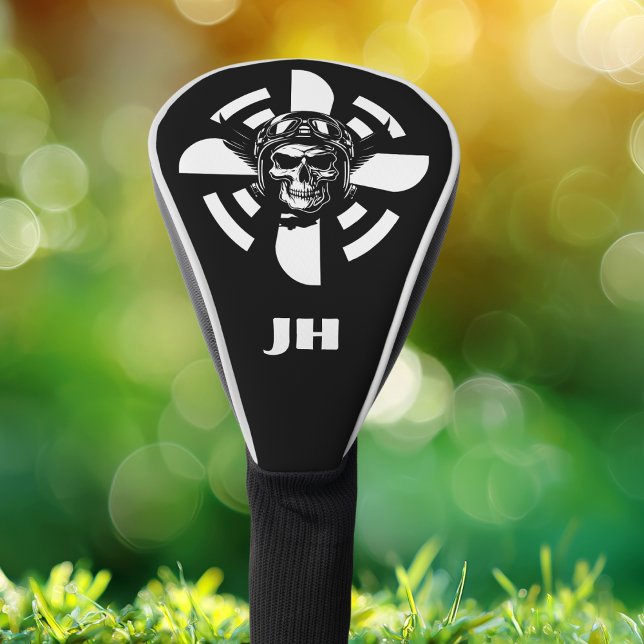 Monogram, Skull Pilot & Aeroplane Prop, Minimalist Golf Head Cover (Creator Uploaded)