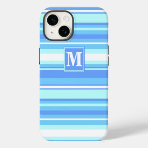 Monogram sky blue stripes iPhone 14 case