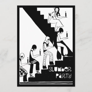 Monogram Slumber Party Vintage Art Deco Invitation