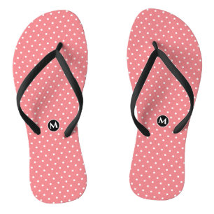 Monogram Small Polka Dot Pink Flip Flops
