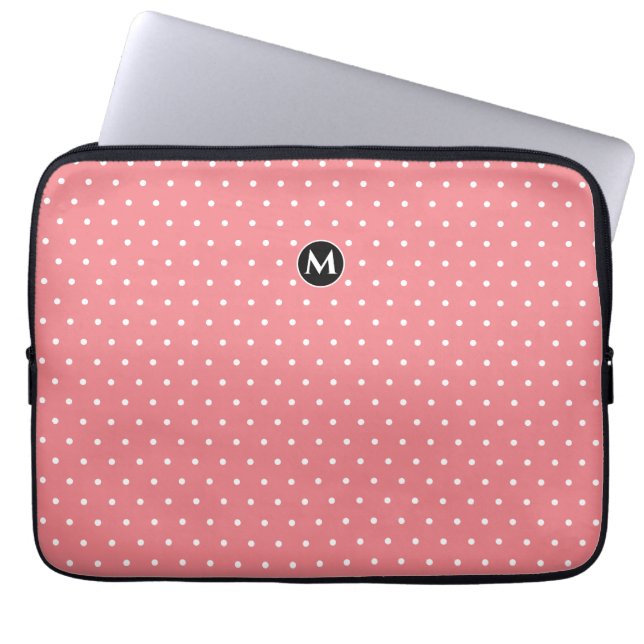 Monogram Small Polka Dot Pink Laptop Sleeve (Front)