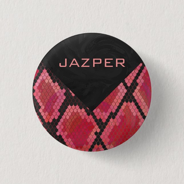 Monogram Snake Black and Red Print 3 Cm Round Badge (Front)